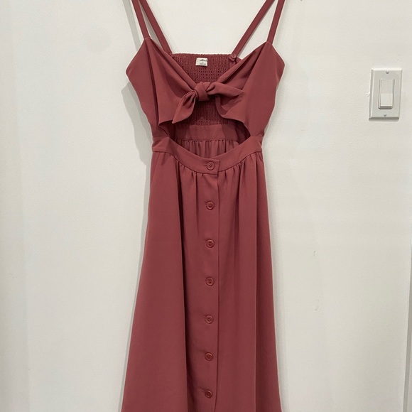 Aritzia Wilfred Mauve Front Tie Cutout Midi Dress - Picture 3 of 5